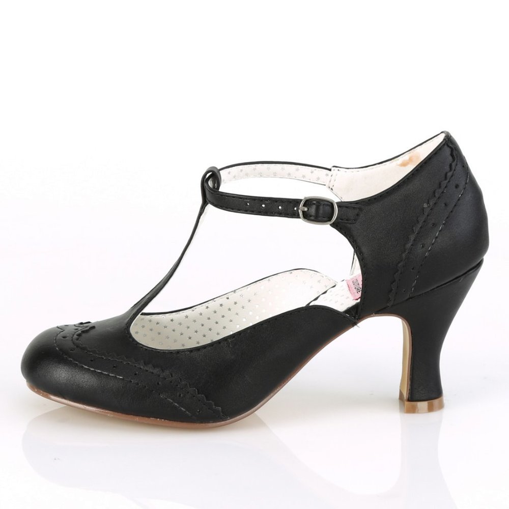 Pin Up T-Strap Kitten High Heel Shoes